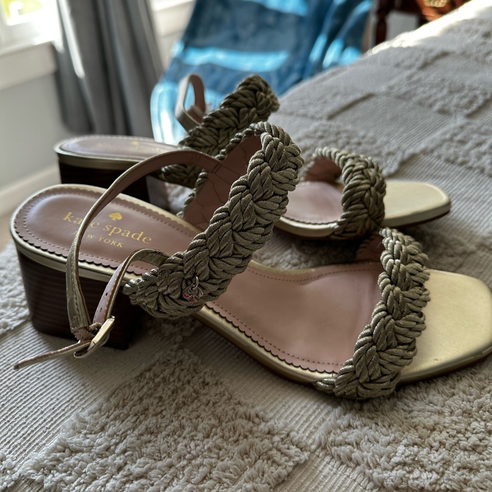 Kate spade gold straps heels size 10M